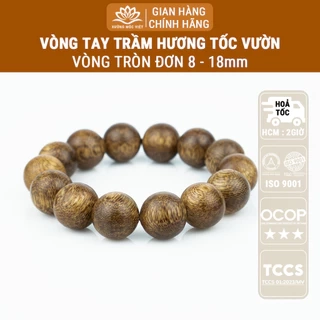 Vòng tay trầm hương Tròn đơn Tóc vườn Xưởng Mộc Việt size 8/10/12/14/16/18mm mang bình an may mắn