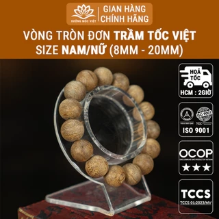 Vòng tay trầm hương tự nhiên Hạt Tròn Xưởng Mộc Việt vòng trầm tóc kiến may mắn bình an tài lộc