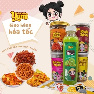 Combo BÒ GÀ HEO 3 hũ thịt khô Trạm ngọt Yumi TẶNG 1 hũ Quẩy đùi gà 1 nước ngọt 1 chân gà cay giá hời