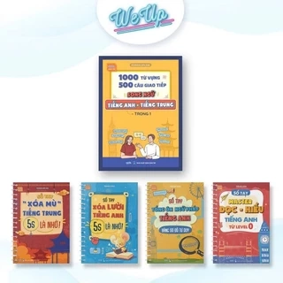 Combo sách Song ngữ Anh-Trung + Sổ tay xóa lười Tiếng Anh + Sổ tay xóa mù tiêng Trung