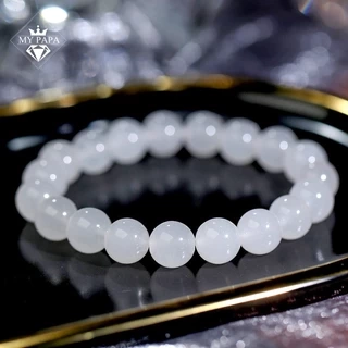 Vòng tay Chalcedony trắng ngọc ngà Madagascar MYPAPA - Bình An Trọn Đời
