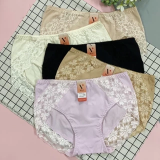 Quần lót nữ cotton Nhật Vicci 103 dáng lưng vừa, viền ren mềm mịn, kháng khuẩn