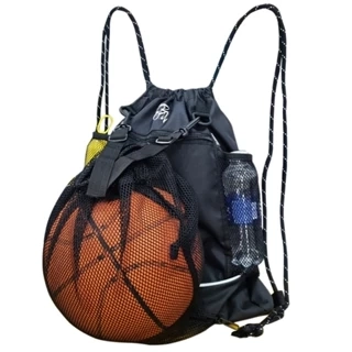 Balo dây rút thể thao có ngăn lưới đựng bóng rổ, bóng đá TROY Sport, vải bố PVC chống thấm