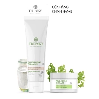 Bộ sản phẩm dưỡng trắng và ngăn ngừa nám ban đêm Truesky gồm 1 kem nám tảo biển 20g + 1 sữa rửa mặt trắng da 50g