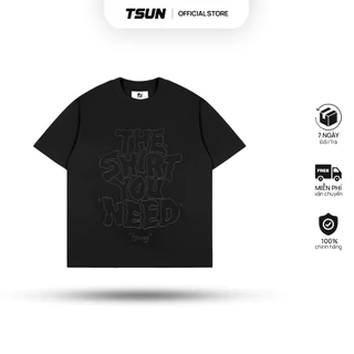 Áo Thun Thêu Logo Ngoằn Ngoèo Màu Đen Brand TSUN Chính Hãng - Wiggle Tee Đen UNISEX Oversize