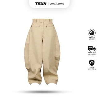 Quần Dài Nâu Ống Rộng Brand TSUN Chính Hãng - ALI PANTS Unisex Phối Đinh Tán Streetwear Localbrand