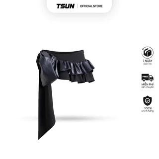 Váy Ngắn Nơ Rời Màu Đen Brand TSUN Chính Hãng - Bowtie Mini Skirt, Nữ