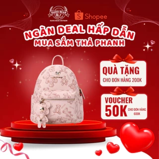 Balo da GUOO BEAR chính hãng - GU8017 GU8018 GU8019 GU8029 Hồng Gấu kèm Charm