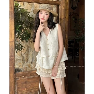TUBYCATU | Áo ghile ren kem Sophie begie lace top