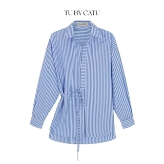 TUBYCATU | Áo sơ mi sọc xanh cột 1 bên