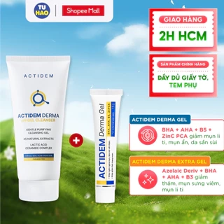Combo da mụn Gel giảm mụn Actidem Derma Gel 18g + Gel rửa mặt Actidem Derma pH 150ml/ Derma Gel 40g/ Derma Extra 18g