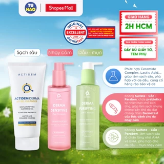 GEL RỬA MẶT ACTIDEM TRẮNG HỒNG XANH DERMA/SENSITIVE/PURIFYING GEL CLEANSER 30/150/180ml - Từ Hảo