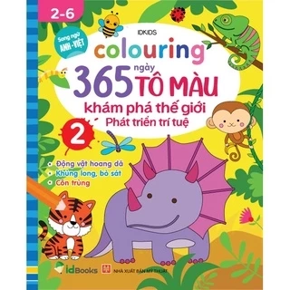 Sách - Colouring 365 ngày Tô màu - KHÁM PHÁ THẾ GIỚI PHÁT TRIỂN TRÍ TUỆ - Giao thông, Đồ dùng gia đình, Học sinh (Tập 4)