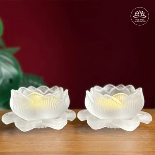 Đế Nến Hoa Sen Lưu Ly, Màu Trắng, Vàng, Xanh - Tuệ Nga