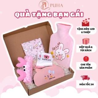 Combo túi chườm bụng kinh PUHA 1000ml sưởi ấm giữ nhiệt, trườm nóng hỗ trợ giảm đau cho bạn nữ, món quà tặng người yêu