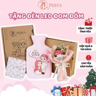 Hộp quà tặng sinh nhật người yêu, combo túi chườm bụng kinh Puha 3 món ý nghĩa