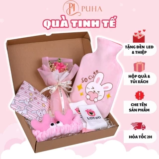 Quà tặng 8/3 có túi chườm bụng kinh nóng lạnh đa năng chăm sóc bạn gái Puha 1000ml