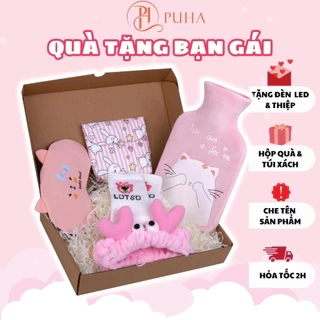 Túi chườm bụng kinh Puha 1000ml sưởi ấm chờm nóng giảm đau phiên bản quà tặng bạn gái, người yêu nữ