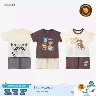 Bộ cộc tay bé trai bé gái Mompa 6 tháng-3 tuổi vải Modal mát mềm mại thông tháng 175