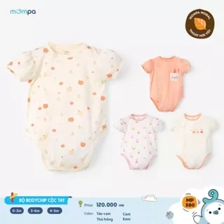 Bodychip cho bé sơ sinh Mompa cộc tay cúc bấm 0-9 tháng vải Modal thấm hút mềm mại thoáng khí 580