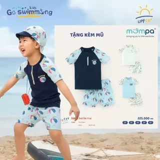Đồ bơi bé trai quần rời Mompa 2-6 tuổi vải co giãn nhanh khô tặng kèm mũ bơi 688
