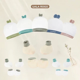 Set bao chân tay mũ cho bé sơ sinh Ualarogo vải Sợi tre Bamboo mềm mịn co giãn 2453 2454