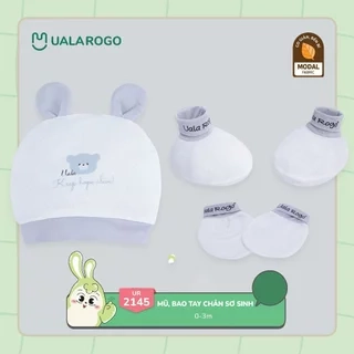 Set bao tay chân mũ cho bé sơ sinh Ualarogo vải Bamboo thấm hút co giãn mềm mại 2144 2145