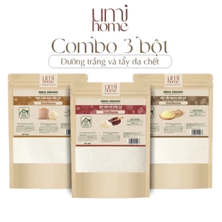 Combo 3 bột dưỡng trắng UMIHOME gồm bột yến mạch, đậu đỏ, tinh cám gạo (40gx3)