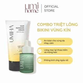 Bộ triệt lông Bikini gồm Kem Tẩy Lông UMIHA (85ml) và Mỡ trăn U Minh Hạ (30ml)