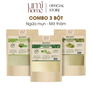 Combo 3 bột ngừa mụn và mờ thâm Umi Home gồm bột trà xanh, mướp đắng, diếp cá (40gx3)