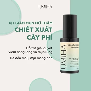 Xịt mụn mờ thâm UMIHA (45ml) - x2 hiệu quả ngừa viêm nang lông, ngừa mụn, trắng da với BHA và Nano Bạc