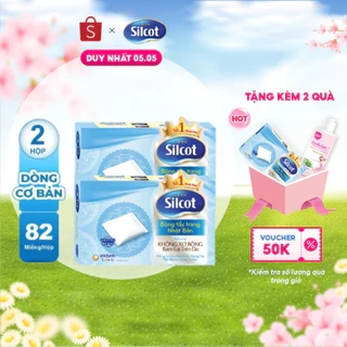 Bộ 2 hộp Bông trang điểm (bông tẩy trang) Silcot 82 miếng/hộp