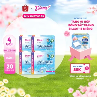 Bộ 4 băng vệ sinh Diana Sensi Cool Fresh siêu mỏng cánh gói 20 miếng