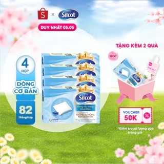 Bộ 4 hộp Bông trang điểm (bông tẩy trang) Silcot 82 miếng/hộp