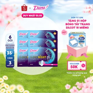 Bộ 6 gói băng vệ sinh ban đêm Diana Sensi Cool Fresh Supernight 35cm 3 miếng/gói