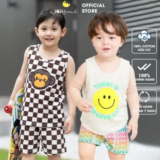 Đồ bộ ba lỗ sát nách quần áo thun cotton mịn mặc nhà mùa hè cho bé gái và bé trai Unifriend Hàn Quốc U2023-38