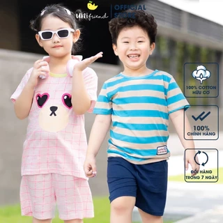 Đồ bộ ngắn tay thun cotton cho bé trai, bé gái mặc nhà mùa hè Unifriend Hàn Quốc U2022-8. Size đại 5, 6, 8, 10 tuổi
