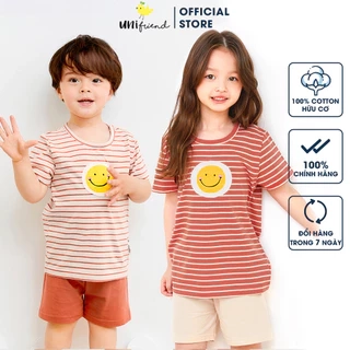 Đồ bộ ngắn tay thun cotton mịn bé trai, bé gái mặc nhà mùa hè Unifriend Hàn Quốc U2023-31. Size đại 5, 6, 8, 10 tuổi