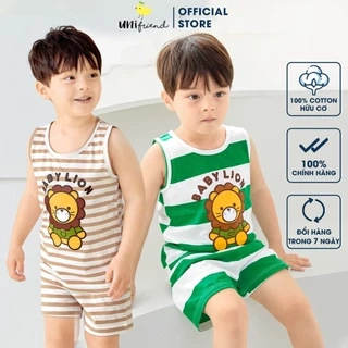Đồ bộ quần áo ba lỗ sát nách cotton cho bé trai, bé gái mặc nhà mùa hè Unifriend Quốc U2022-10. Size đại 5, 6, 8,10 tuổi