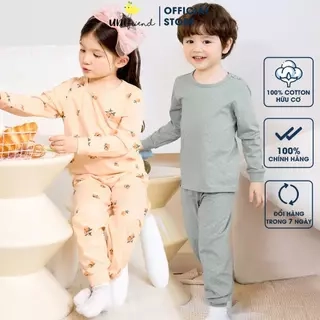 Đồ bộ tay dài quần áo thun cotton mịn dáng rộng mặc nhà mùa hè cho bé gái và bé trai Unifriend Hàn Quốc U2023-43