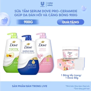 [LIVE] Sữa Tắm Serum Dove Pro-Ceramide Giúp Da Đàn Hồi Và Căng Bóng chai 500g/900g