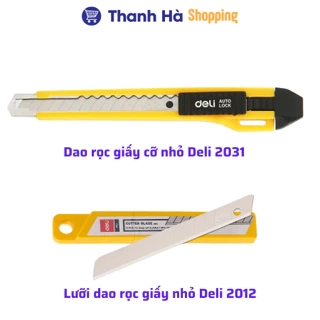 Dao rọc giấy cỡ nhỏ Deli 2031 và Lưỡi dao rọc giấy nhỏ Deli 2012 - Dao trổ cỡ nhỏ