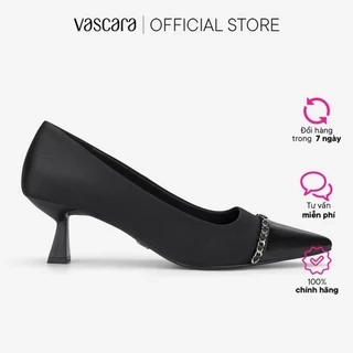 Vascara Giày Bít Phối Cap Mũi Đính Dây Xích - BMN 0709