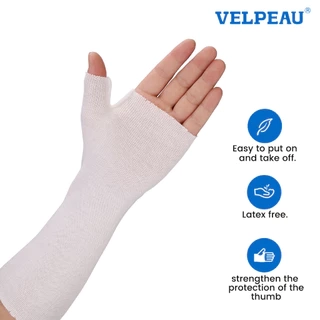 VELPEAU Cổ Tay Và Ngón Tay Cái Spica Stockinette (Gói 10 Cái) Vớ Cánh Tay Thoải Mái Bộ Bảo Vệ Da Bằng Vải Bông Tấm Lót Cổ Tay Và Ống Tay Quấn Sẵn Để Nẹp Vòng Đệm Khí Dây Đeo Tay