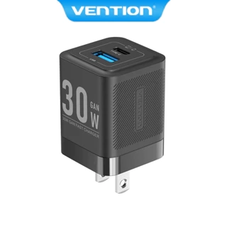 Cốc sạc Vention 30W GaN sạc USB C Sạc PD + USB 2 cổng 20W với QC4.0 PD USB typec sạc nhanh US cho Ip 16 Samsung Android