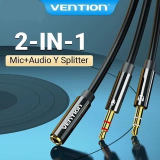 Dây cáp Vention chia 2 cổng âm thanh 3.5mm 2 IN 1 cho Bộ chia Mic YTai nghe kết nối cáp nối dài