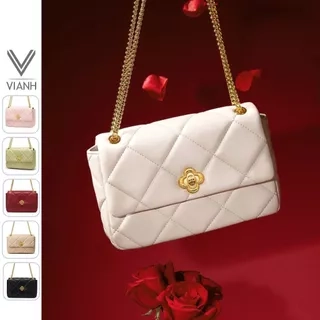 Túi đeo chéo nữ đẹp Nucelle thời trang phong cách chần ô khóa charm hoa ViAnh Store 1172032