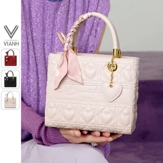 Túi xách nữ đi tiệc đẹp Nucelle thời trang phối khăn nơ charm tim ViAnh Store 1172003