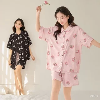 VIBES Pijama ngắn Freesize Py Set phom rộng từ 45-65kg