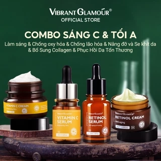 Vitamin C+Retinol Bộ VIBRANT GLAMOUR(Serum+Kem)Làm trắng Chống lão hóa da Trẻ hóa đều màu da 4pcs